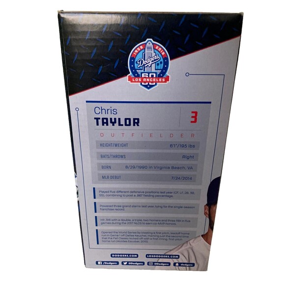 2018 Chris Taylor Los Angeles Dodgers Bobblehead SGA NIB - Picture 2 of 3